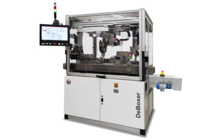 Ophthalmic DeBoxer CNC-Controlled Machine for Automatic Unpacking of Semi-Finished Lenses